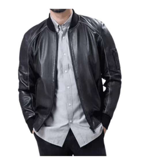 Skinny Black Bomber Jacket For Men