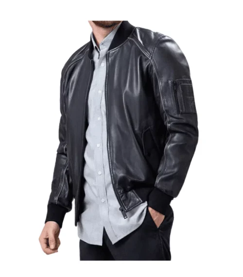 Skinny Black Bomber Jacket For Men