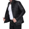 Lightweight-Quilted-Black-Bomber-Leather-Jacket-for-Mens Light weight Quilted Black Bomber Leather Jacket