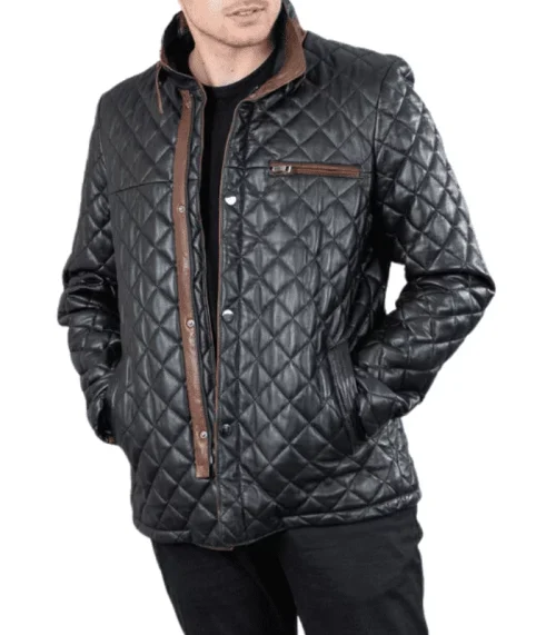 Men’s Padded Black Bomber Leather Jacket
