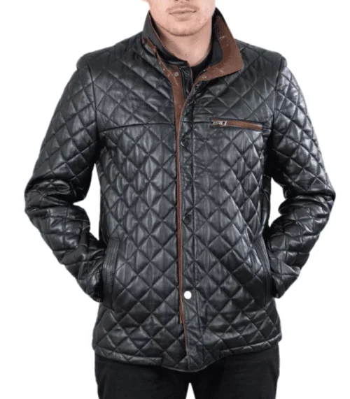 Men’s Padded Black Bomber Leather Jacket