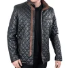 Men’s Padded Black Bomber Leather Jacket