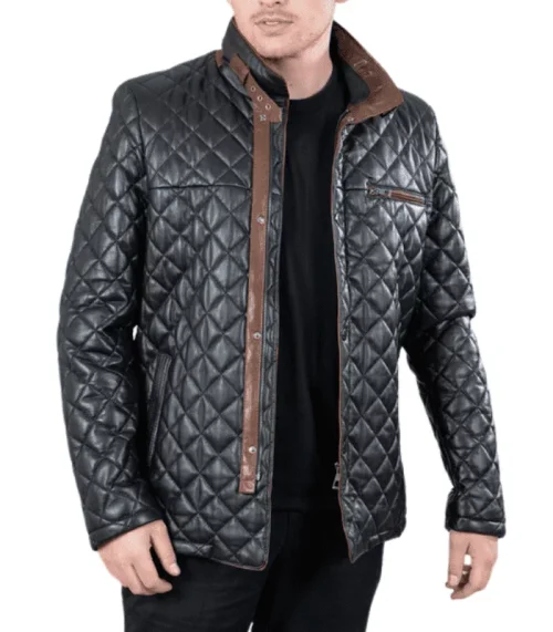 Men’s Padded Black Bomber Leather Jacket