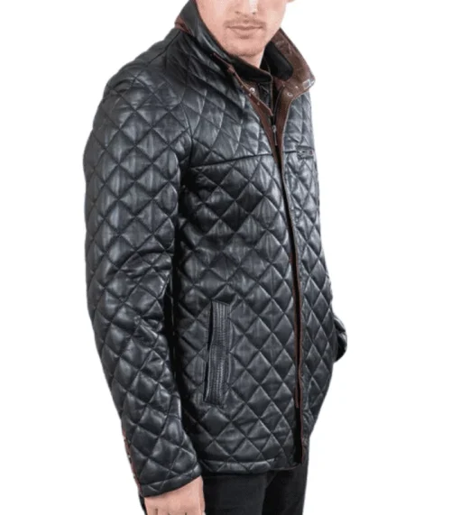 Men’s Padded Black Bomber Leather Jacket