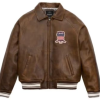 a2 Men's Avirex Brown Bomber American Flight Leather Jacket