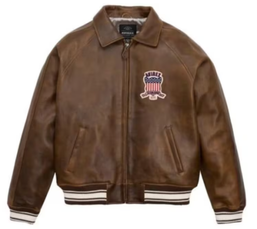 a2 Men's Avirex Brown Bomber American Flight Leather Jacket