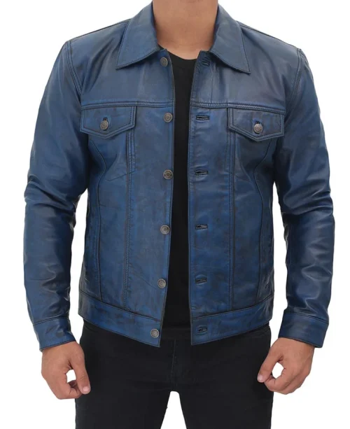 il_794xN.3707896902_r76n Waxy Blue Trucker Leather Jacket