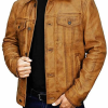 Waxy Camel Brown Trucker Leather Jacket