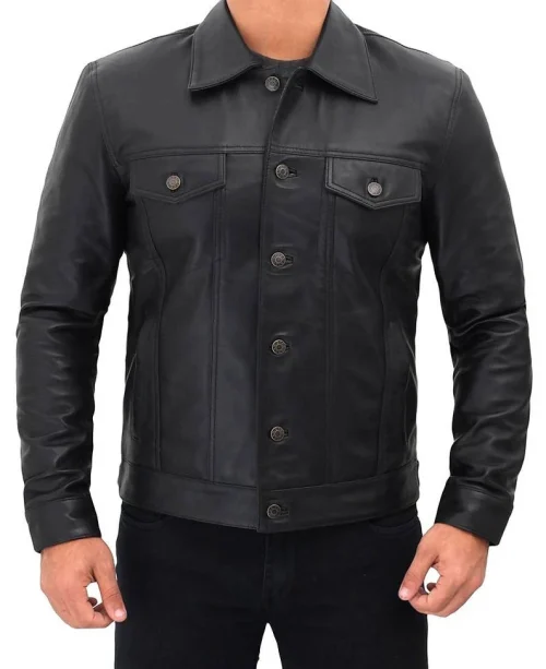il_794xN.4436767183_dldu Silky Soft Black Trucker Leather Jacket