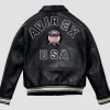 Men's Avirex Black Bomber American Flight Leather Jacket