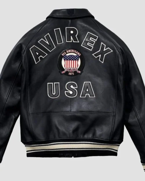 il_794xN.5007495412_22ol Men's Avirex Black Bomber American Flight Leather Jacket