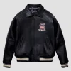 Men's Avirex Black Bomber American Flight Leather Jacket