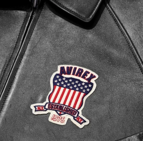 Men's Avirex Black Bomber American Flight Leather Jacket