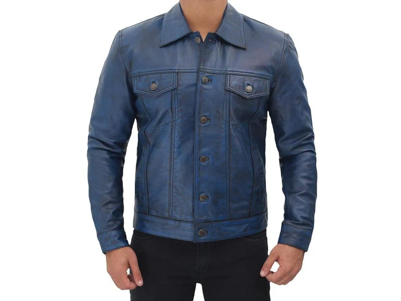 il_794xN.5330277011_rbcj Waxy Blue Trucker Leather Jacket