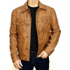 Waxy Camel Brown Trucker Leather Jacket