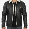 Black & White Trucker Leather Jacket