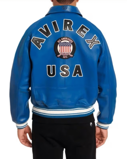 Men's Avirex Blue Bomber American Flight Leather Jacket