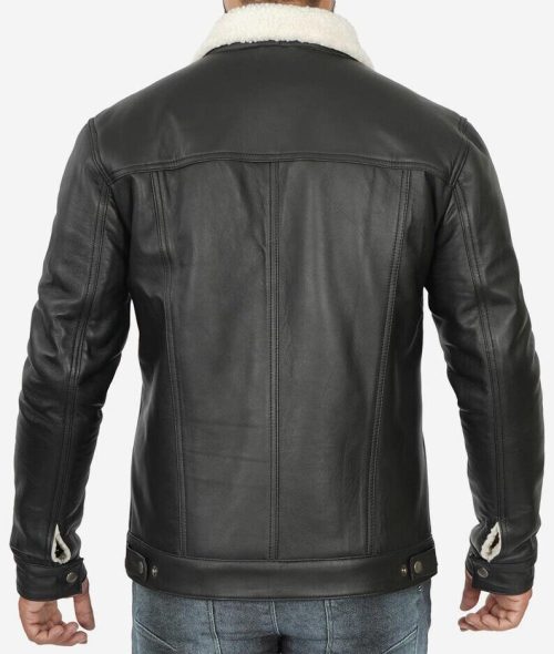 Black & White Trucker Leather Jacket