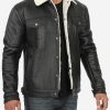 Black & White Trucker Leather Jacket